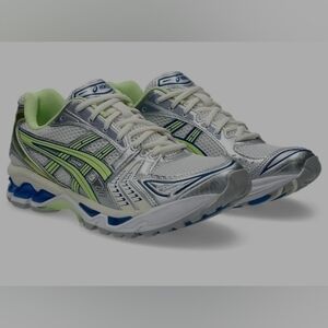 ASICS Men's Silver and Green Running Shoes